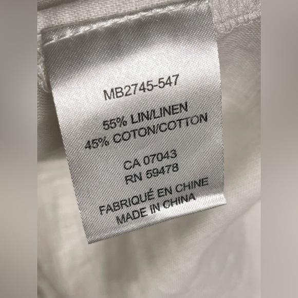 Saint Tropez Linen Top Tunic Size L White 3/4 sleeve Embroidery - Picture 8 of 8